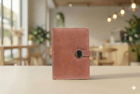 Premium Leather Finish Daily Planner with Button Lock